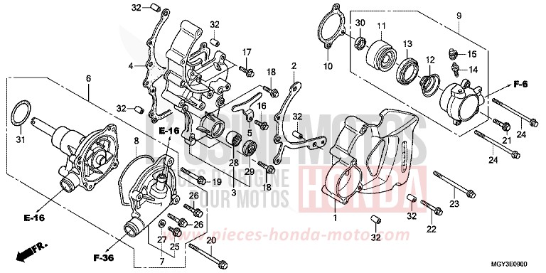 POMPE A EAU von VFR800X „Crossrunner“ MAT GUNPOWDER BLACK METALLIC (NH436) von 2013